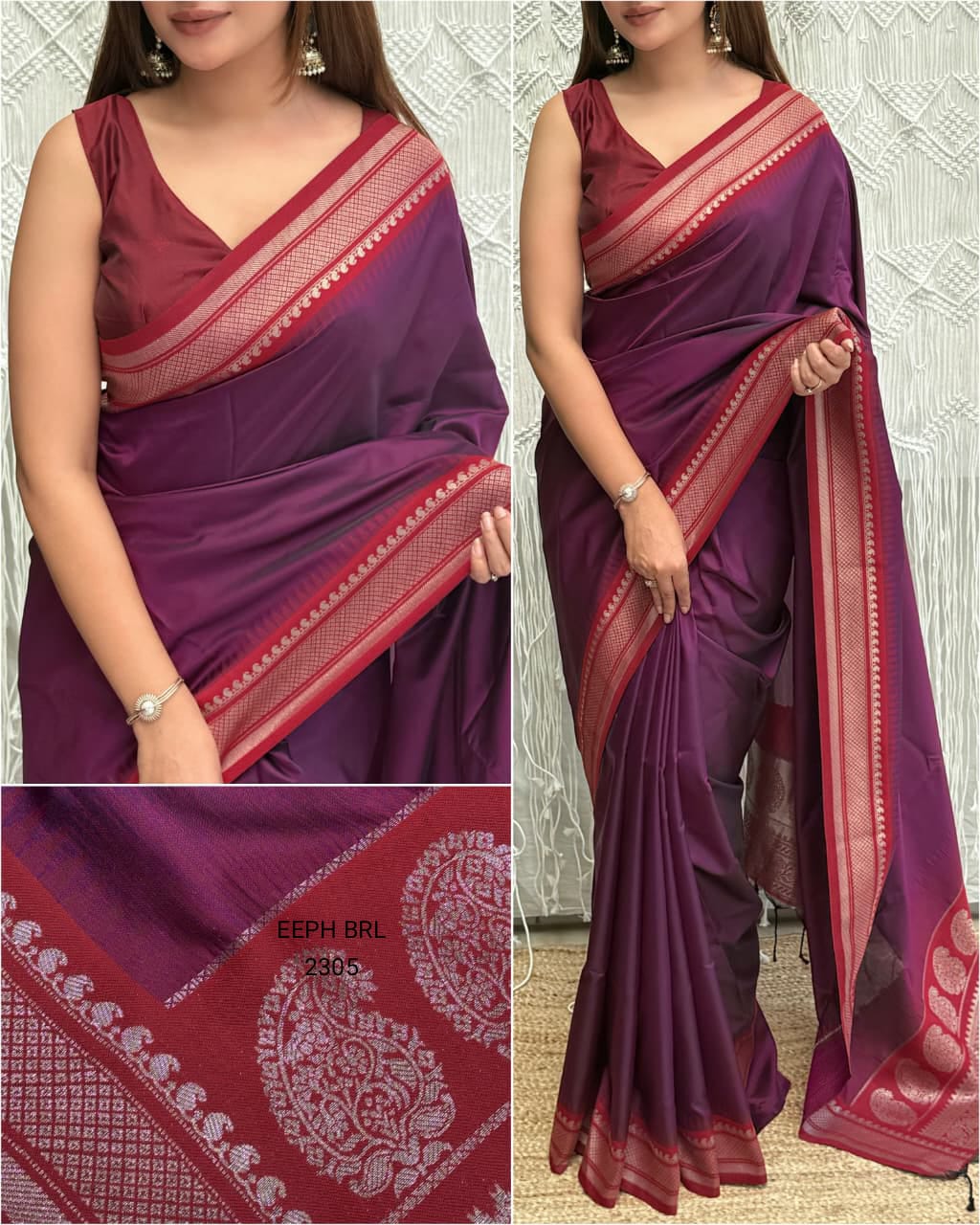 Solid Colored Soft Silk Saree with Zari Weaving Jacquard Border